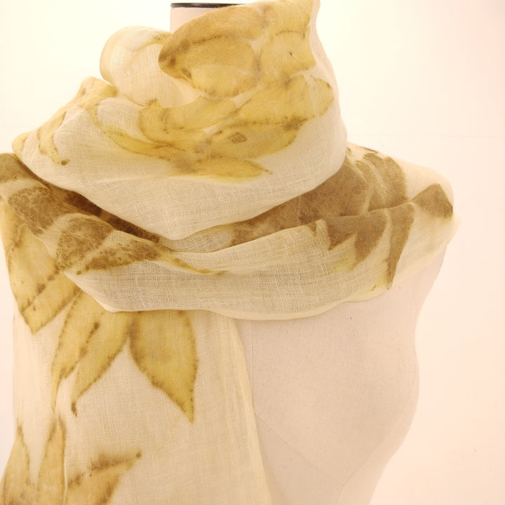 foulard en lin feuilles