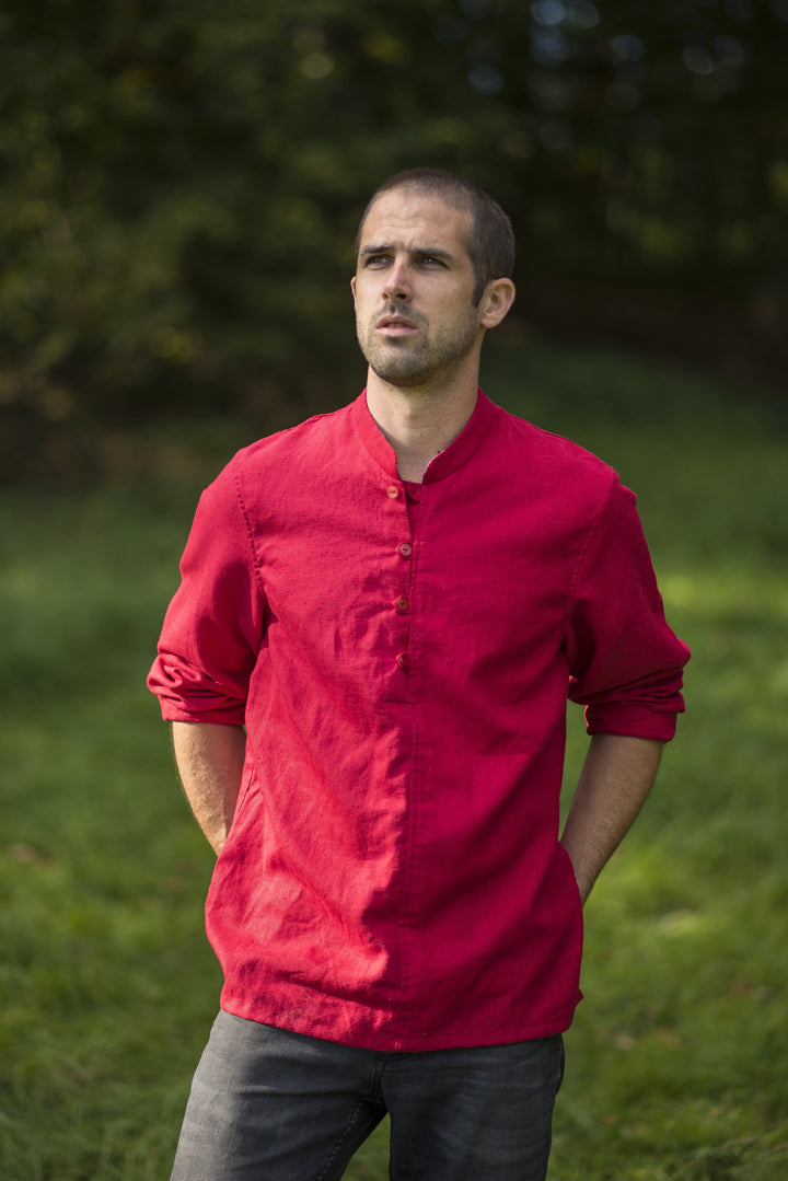 chemise rouge ramie