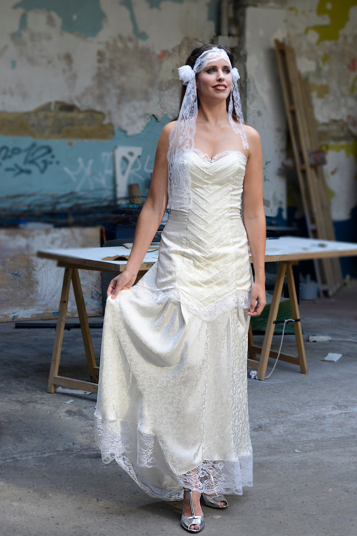 robe de mariée créateur soie et dentelle