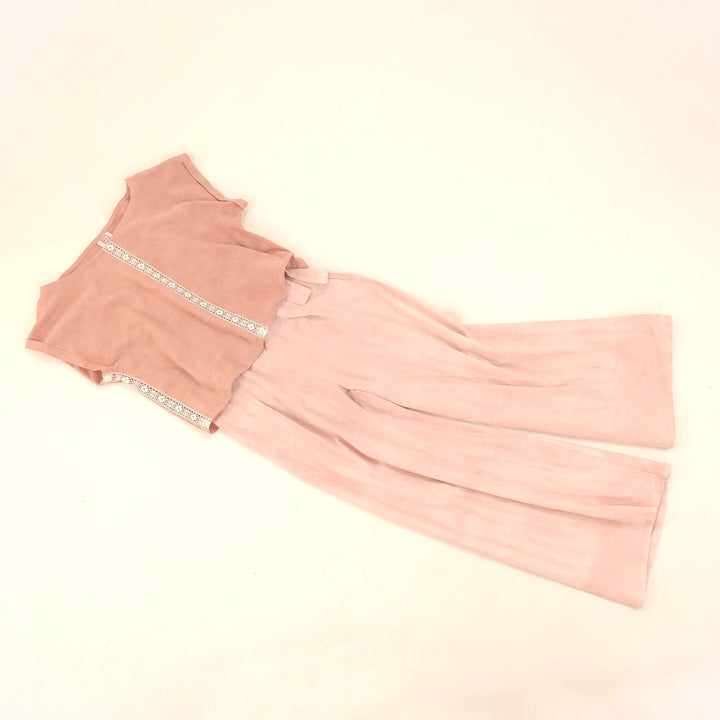 Ensemble blouse et pantalon rose coton