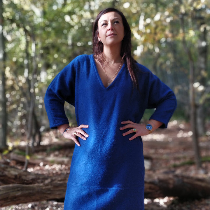 Robe laine Alpaga bleue 